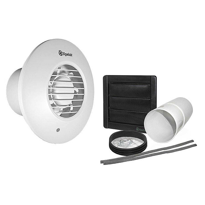 Xpelair LV100 Simply Silent 4" Round Bathroom Extractor Fan with Timer + Wall Kit Large Image