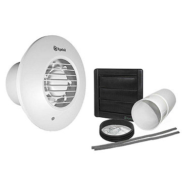 Xpelair LV100 Simply Silent 4" Round Bathroom Extractor Fan with Timer + Wall Kit  Profile Large Ima