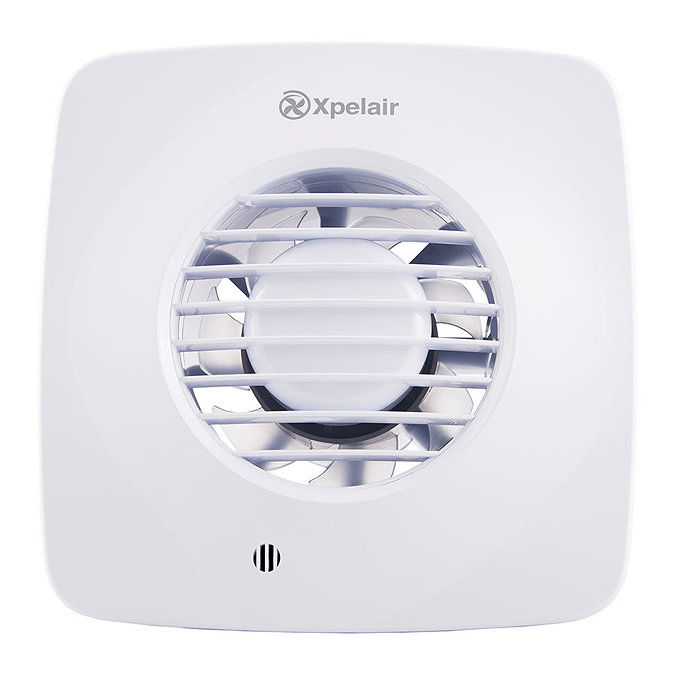 Xpelair LV100 Simply Silent 4" Square SELV Bathroom Fan with Timer + Wall Kit - 93032AW  Profile Lar