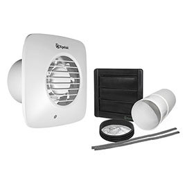 Xpelair LV100 Simply Silent 4" Square SELV Bathroom Fan with Timer + Wall Kit - 93032AW Medium Image