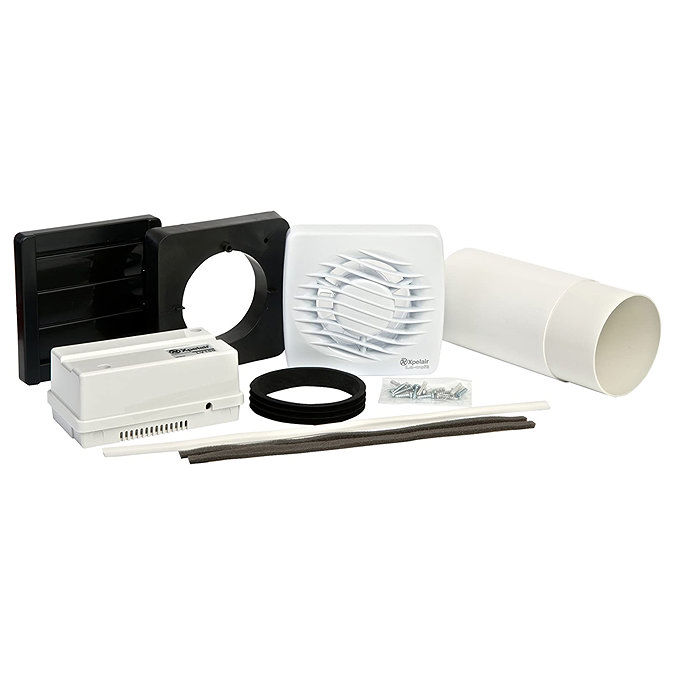 Xpelair Simply Silent Timer Square Extractor Fan with Fitting Kit 100mm - LV100T  Profile Large Imag