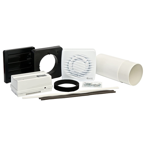 Xpelair Simply Silent Timer Square Extractor Fan with fitting kit 100mm