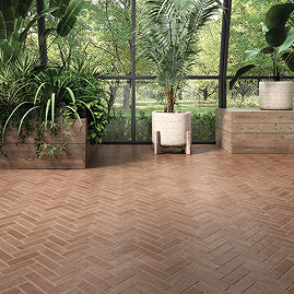 Yateley Light Brown Herringbone Brick Effect Wall & Floor Tiles - 400 x 600mm
