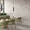 Yateley Light Grey Herringbone Brick Effect Wall & Floor Tiles - 400 x 600mm
