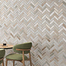 Yateley Light Grey Herringbone Brick Effect Wall & Floor Tiles - 400 x 600mm