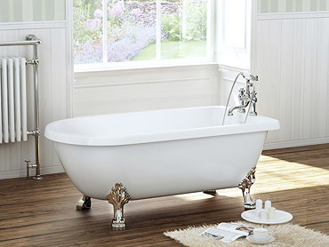 York 1470 x 730 Luxury Freestanding Single Ended Bath with Chrome Lion Feet Profile Large Image