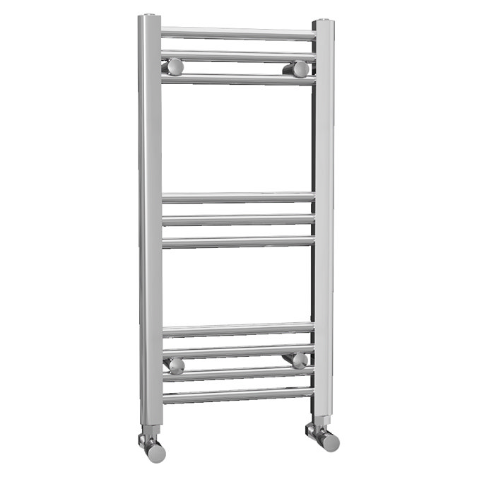 York Flat Heated Towel Rail - W400 x H800mm - Chrome Large Image