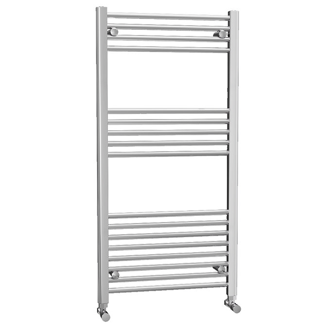 York Flat Heated Towel Rail - W600 x H1200mm - Chrome Profile Large Image