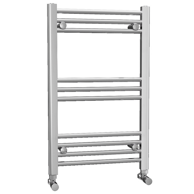 York Flat Heated Towel Rail - W600 x H800mm - Chrome Large Image