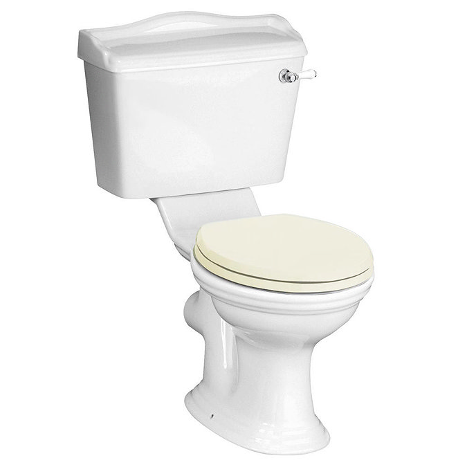 York Traditional Close Coupled Toilet + Ivory Soft Close Seat Large Image
