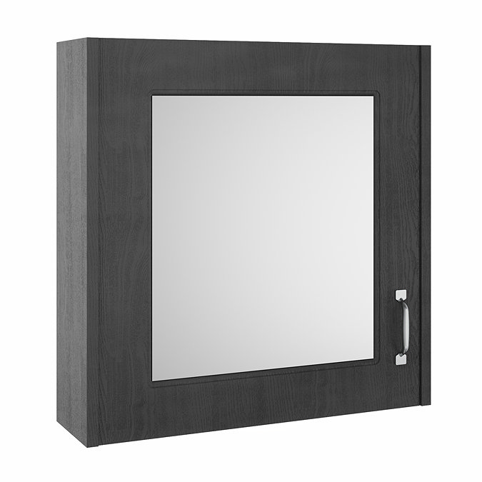 York Traditional Dark Grey 1 Door Mirror Cabinet (600 x 162mm) Large Image