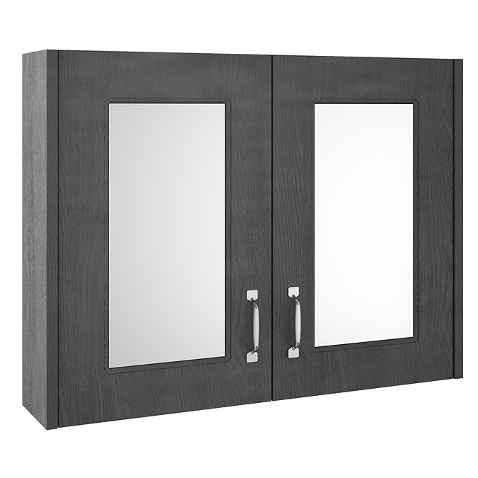 York Traditional Dark Grey 2 Door Mirror Cabinet (800 x 162mm) Large Image