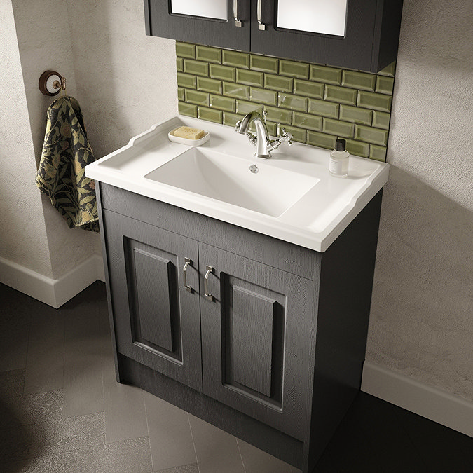 York Traditional Dark Grey Bathroom Basin Unit (620 x 470mm)  Feature Large Image