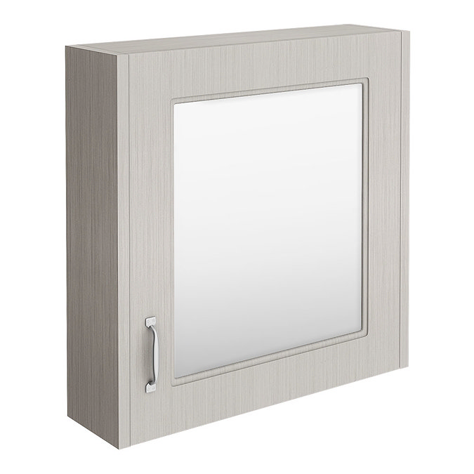 York Grey Bathroom Cabinet with Mirror - 600mm Large Image