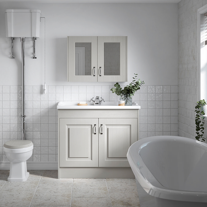 York Traditional Grey Bathroom Basin Unit (1020 x 470mm) - 1 Tap Hole Feature Large Image