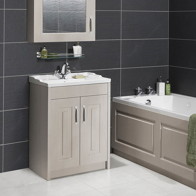 York Traditional Grey Bathroom Basin Unit (620 x 470mm)  Feature Large Image