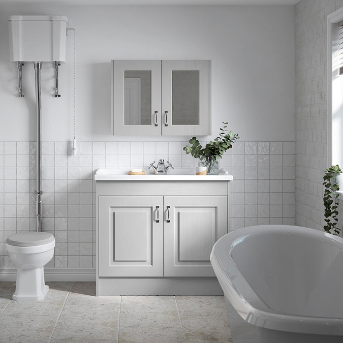 York Traditional White Ash Bathroom Basin Unit (1020 x 470mm) - 1 Tap Hole Feature Large Image