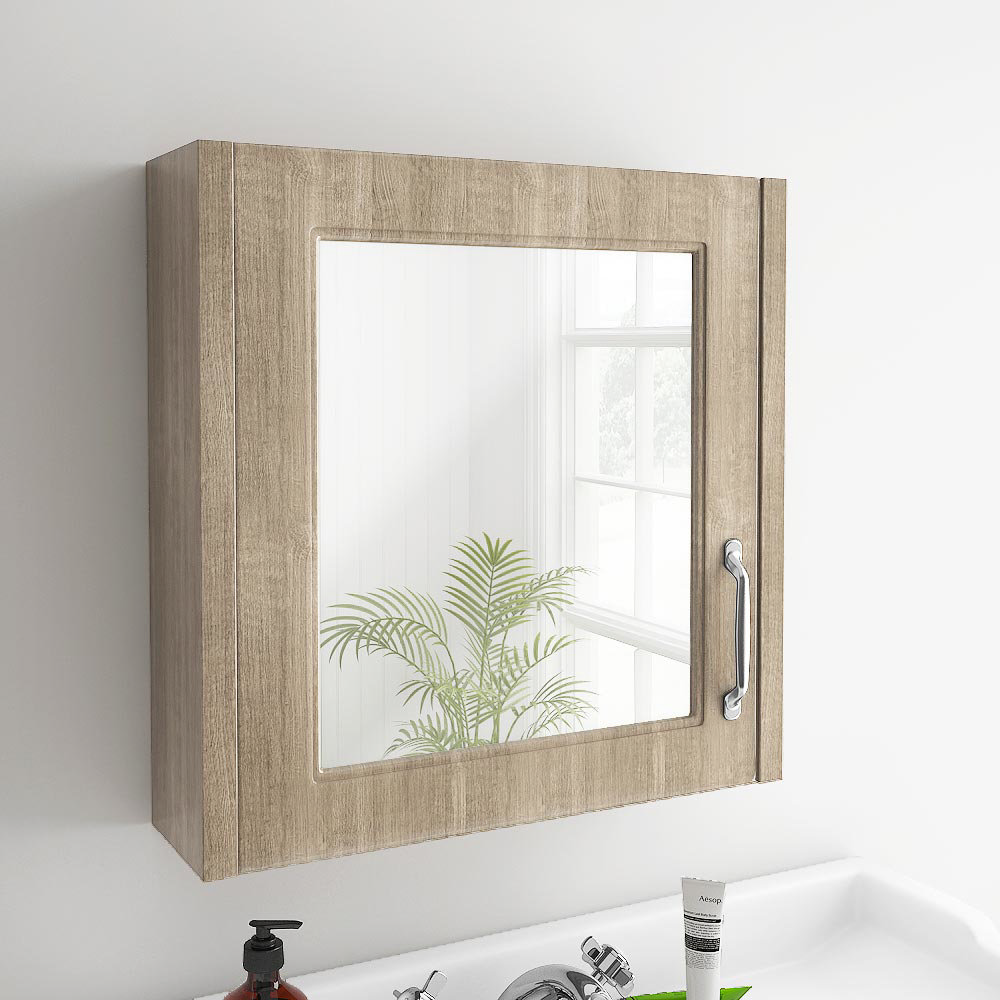 York Traditional Wood Finish 600mm 1 Door Mirror Cabinet | Online