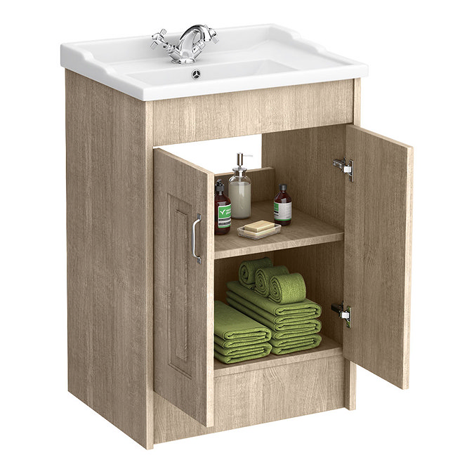 York Traditional Wood Finish Bathroom Basin Unit (600 x 460mm)  Standard Large Image