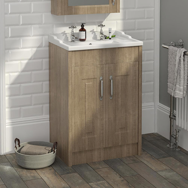York Traditional Wood Finish Bathroom Basin Unit Victorian Plumbing