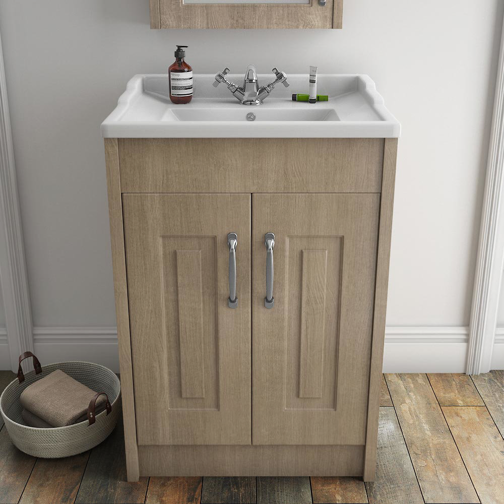 York Traditional Wood Finish Bathroom Basin Unit Victorian Plumbing