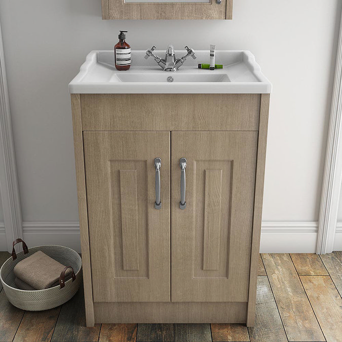 York Traditional Wood Finish Bathroom Basin Unit (600 x 460mm)  Profile Large Image