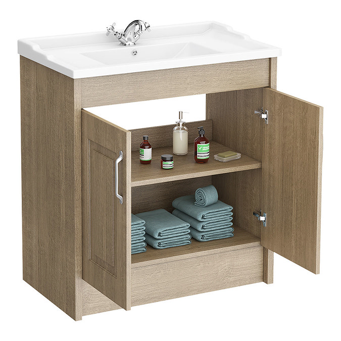 York Traditional Wood Finish Bathroom Basin Unit (800 x 460mm)  Standard Large Image