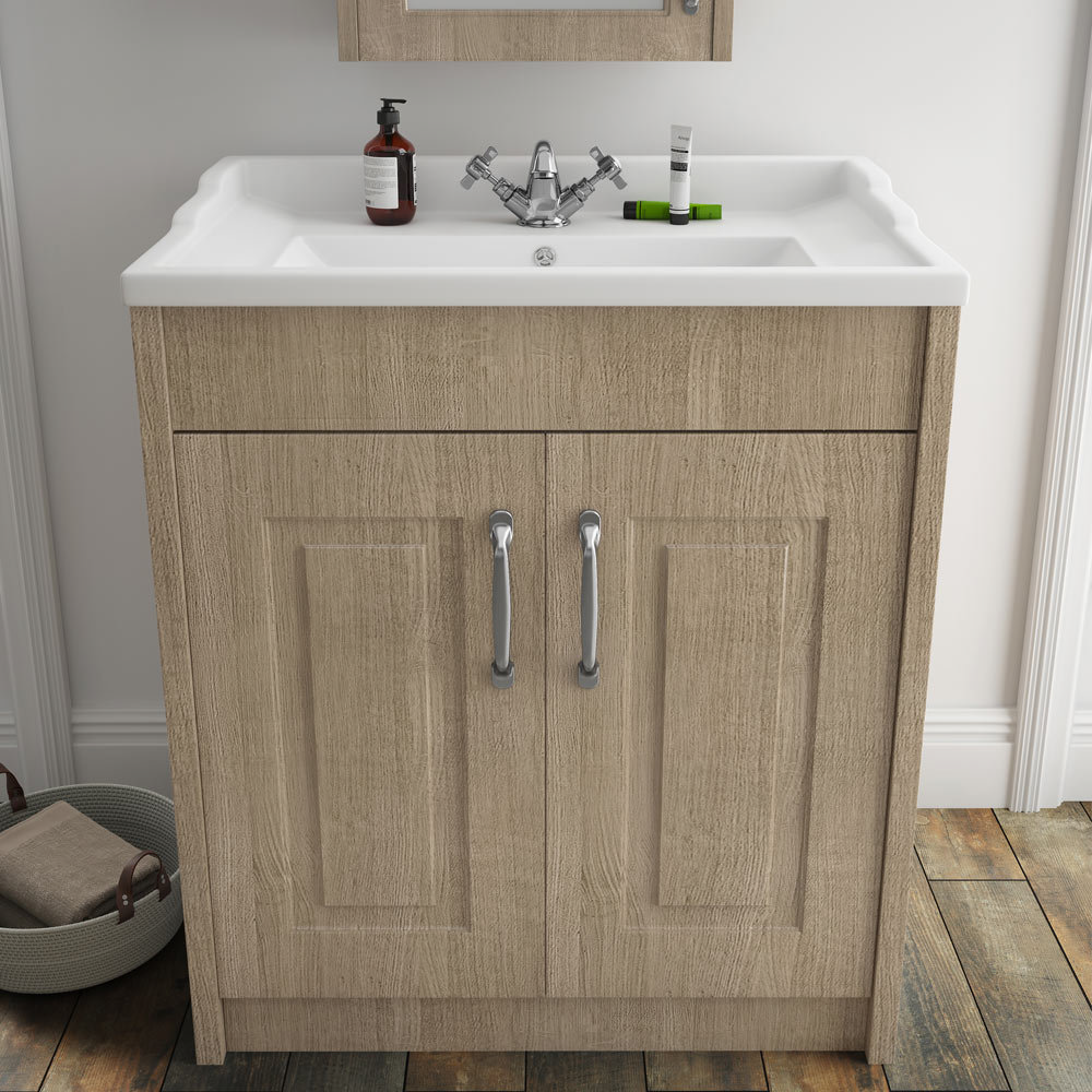 York Traditional Wood Finish Bathroom Basin Unit 820 x 480mm