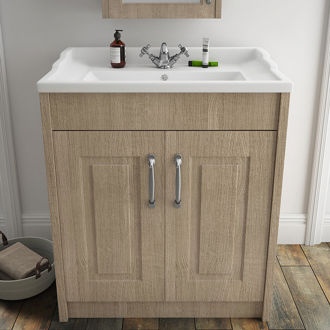 York Traditional Wood Finish Bathroom Basin Unit (800 x 460mm)  Feature Large Image