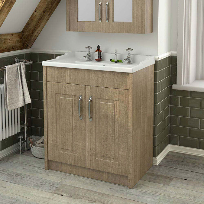 York Traditional Wood Finish Bathroom Basin Unit (800 x 460mm) Feature Large Image