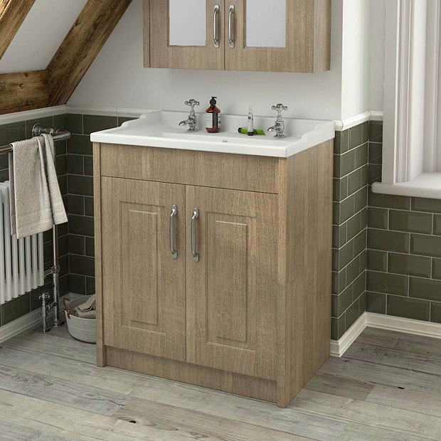 York Traditional Wood Finish Bathroom Basin Unit 820 x 480mm