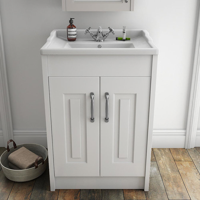 York Traditional White Bathroom Basin Unit (600 x 460mm)  Profile Large Image