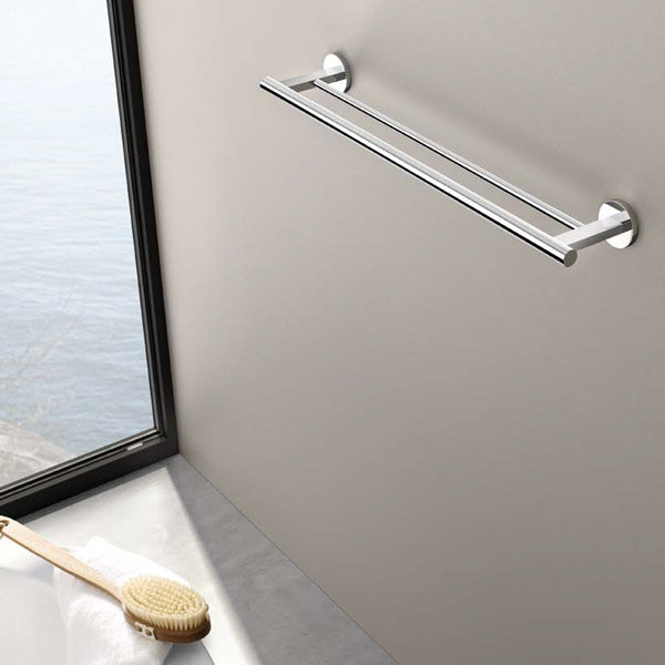 Zack - Scala Stainless Steel Double Towel Rail - 40059 Profile Large Image
