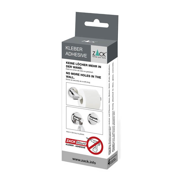 Zack Scala Stainless Steel Wall Mounted Toilet Brush + Mount Adhesive Profile Large Image
