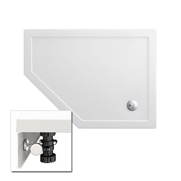 Zamori - 35mm Offset Pentangle Shower Tray with Leg & Panel Set - Left Hand - Various Size Options P