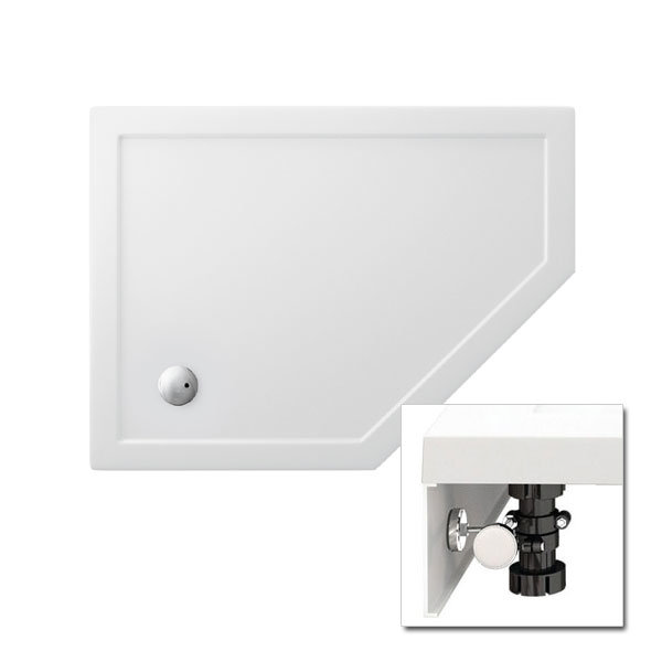 Zamori - 35mm Offset Pentangle Shower Tray with Leg & Panel Set - Right Hand - Various Size Options 