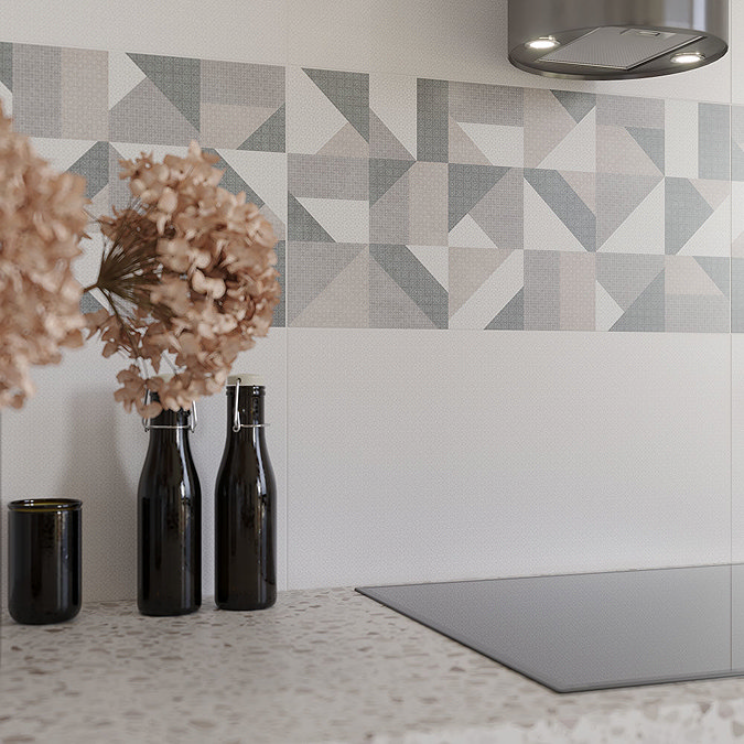 Zion Geo Ivory Wall Tiles - 300 x 600mm Profile Large Image